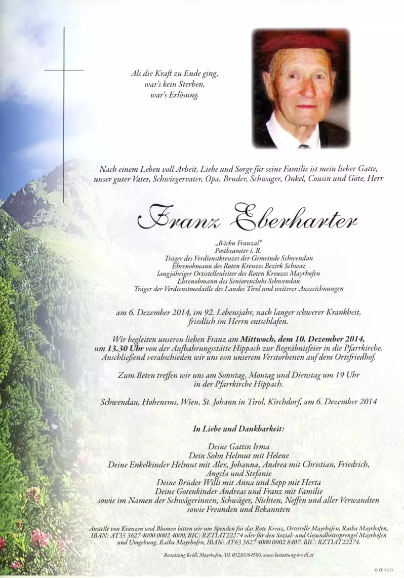 Parte von Franz Eberharter